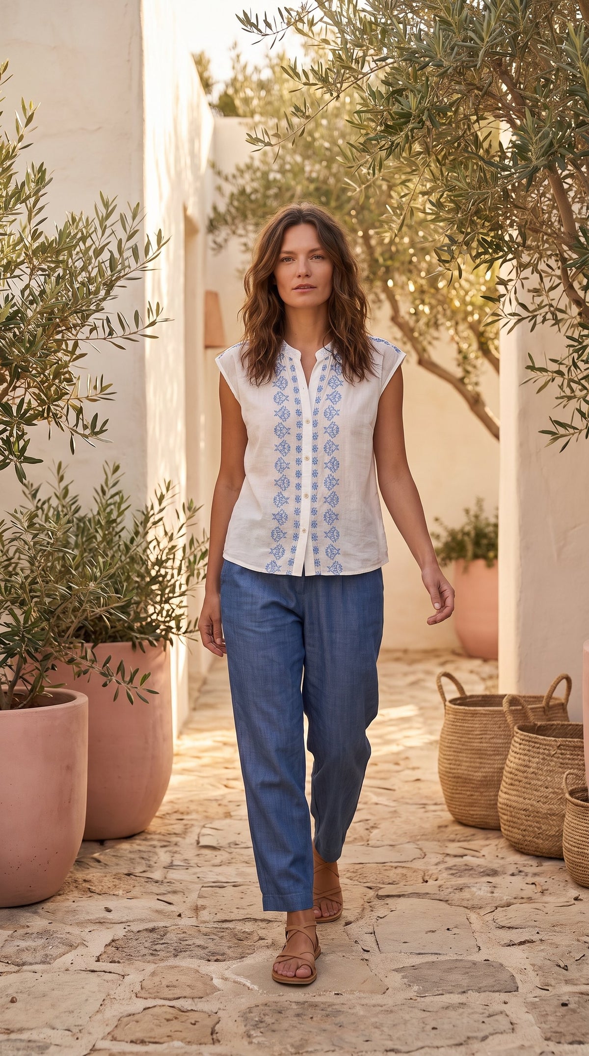 Willow Shirt - White / Blue