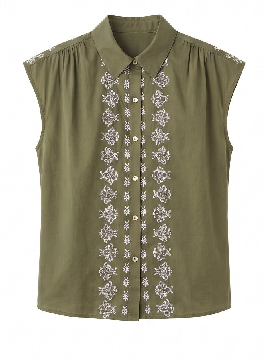 Willow Shirt - Olive / White