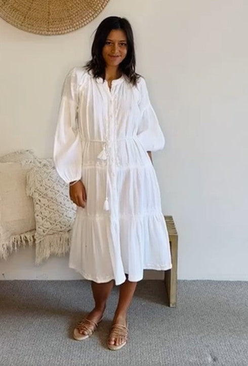 Maya 3/4 Length Dress - White