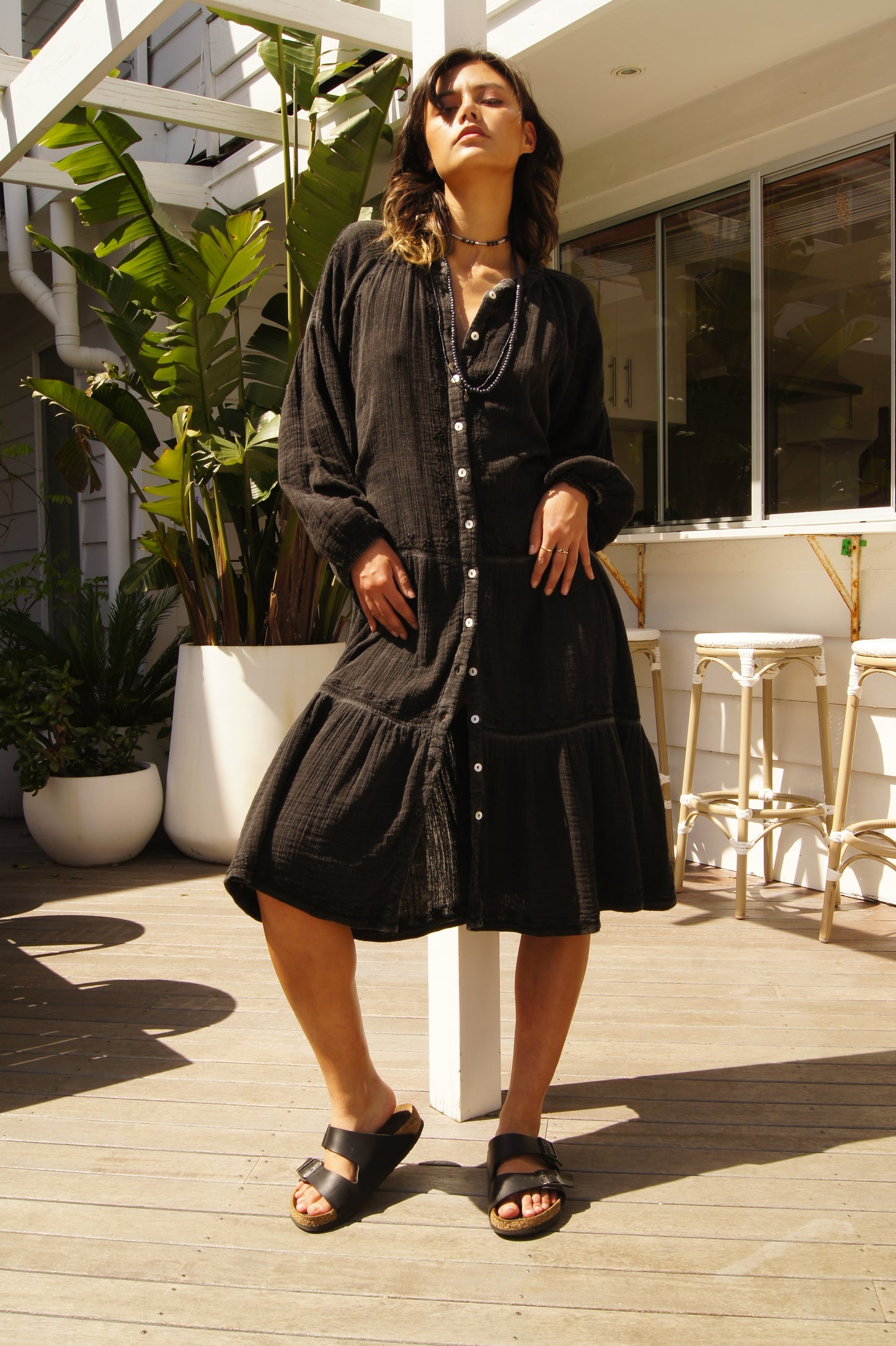 Maya 3/4 Length Dress - Black