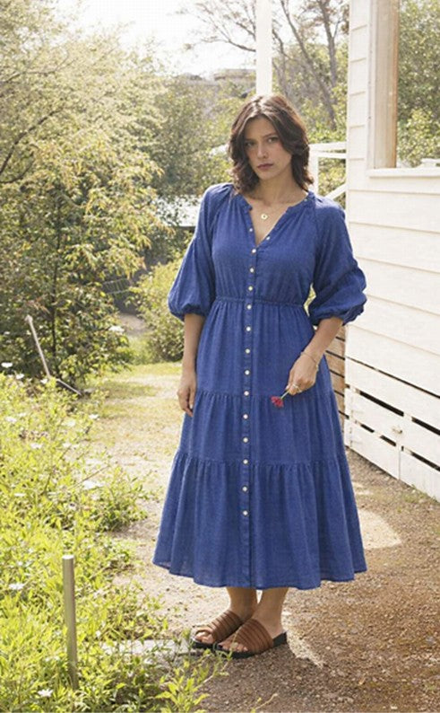 Maya 3/4 Length Dress - Cornflower
