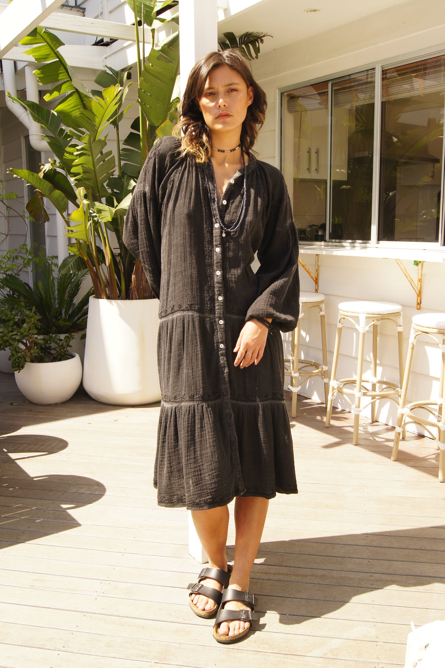 Maya 3/4 Length Dress - Black